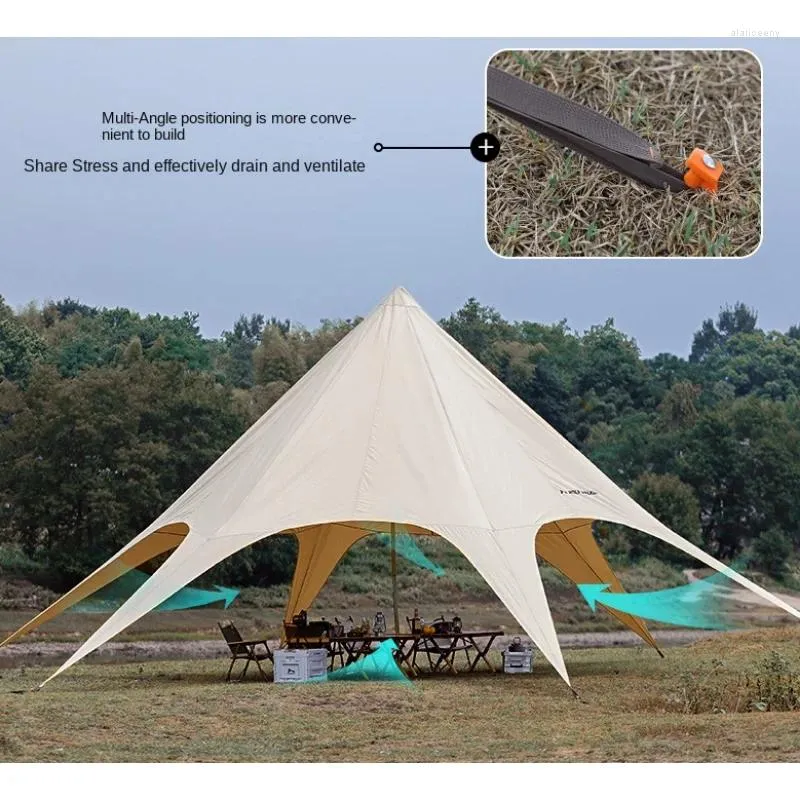 Tents And Shelters Outdoor Large Waterproof Spire Canopy Camping Camp Sunshade Beach Tent Hexagonal Star Shaped