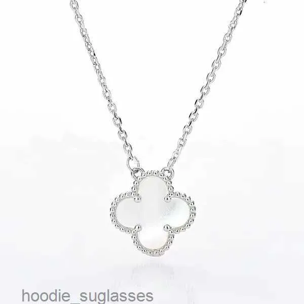 Brand 15mm Clover Necklace Fashion Charm Single Flower Cleef Necklace Luxury Diamond Agate 18k Gold Designer Necklace for Women Brqtx