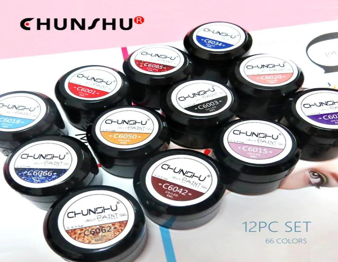 Chunshu 12pc uvnail jel vernik boya jel oje tırnak sanatı için manikür için hepsi Semipermanent UV vernik kit3319480