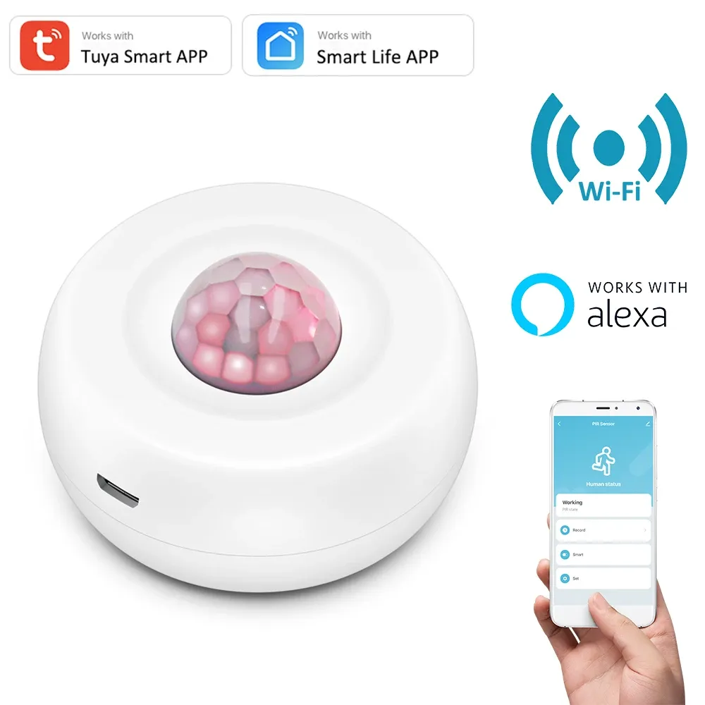 Detector Tuya Smart APP Controle WiFi USB Power Motion Sensor Detector Draadloze Batterij PIR Detector Bewegingssensor Alexa APP Rotina Se