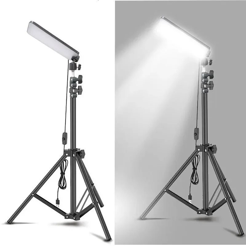 Luz de camping portátil LED Lámpara de selfie Pografía con soporte de trípode para picnic al aire libre Barbacoa Telescop ajustable 240220