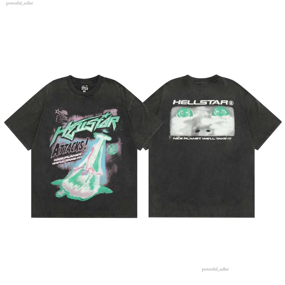 Hellstar Shirt Designer T Shirt Graphic Tee Tee Cloths Hipster مغسول النسيج الشارع غرافيتي رسائل طباعة خمر القطن النقي فضفاضة بالإضافة إلى الحجم 7878