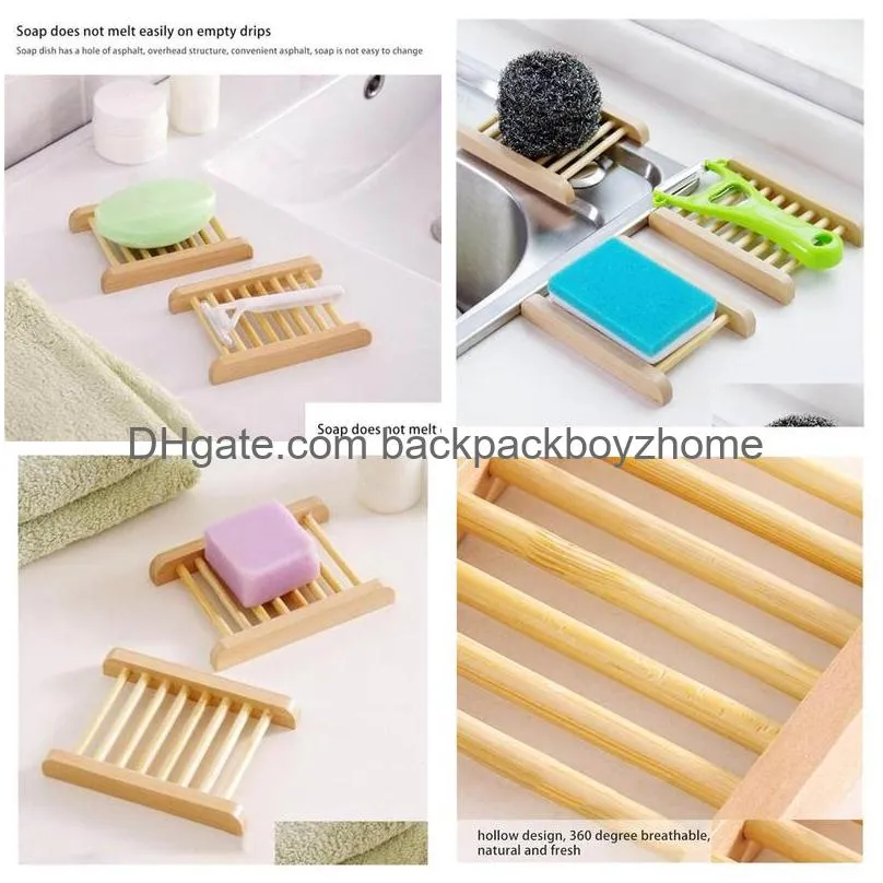 Other Bar Products 100Pcs Bar Products Natural Bamboo Trays Wholesale Wooden Soap Dish Woodens Soaps Tray Holder Rack Plate Box Contai Dhauo