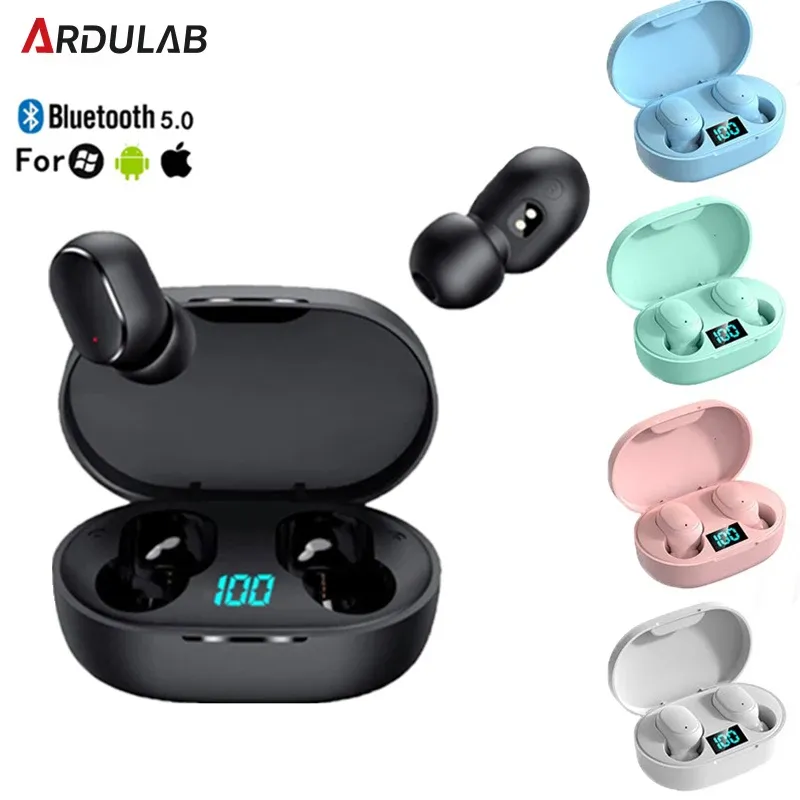 Fones de ouvido novo e7s 9d stero fone de ouvido sem fio ipx4 à prova d5.0 água 5.0 bluetooth fones de ouvido sem atraso auricular tws microfone com caso de carregamento