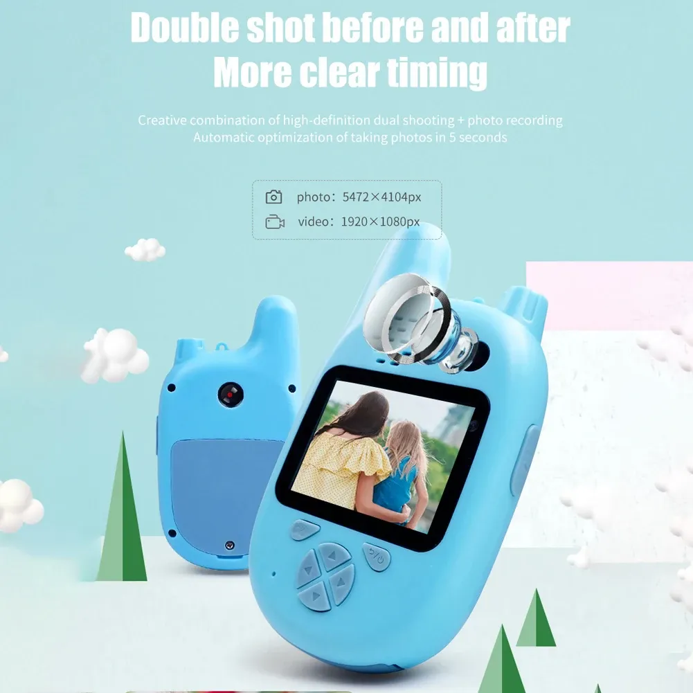 Caméra intelligente vidéo appareil photo numérique enfant Mini haute définition caméra photographie jouets talkie-walkie pour enfants cadeau d'anniversaire