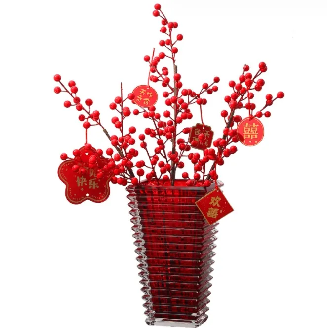 Vase à fleurs en verre cristal rouge, Pot de décoration de maison, artisanat, Sculpture, salon, Table à manger