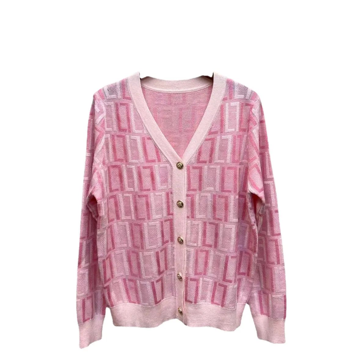 Cardigan à col en V de créateur Chemise tricotée T-shirt rose Lettre Contraste Jacquard Rose Tempérament À manches longues Marques de luxe Veste pull