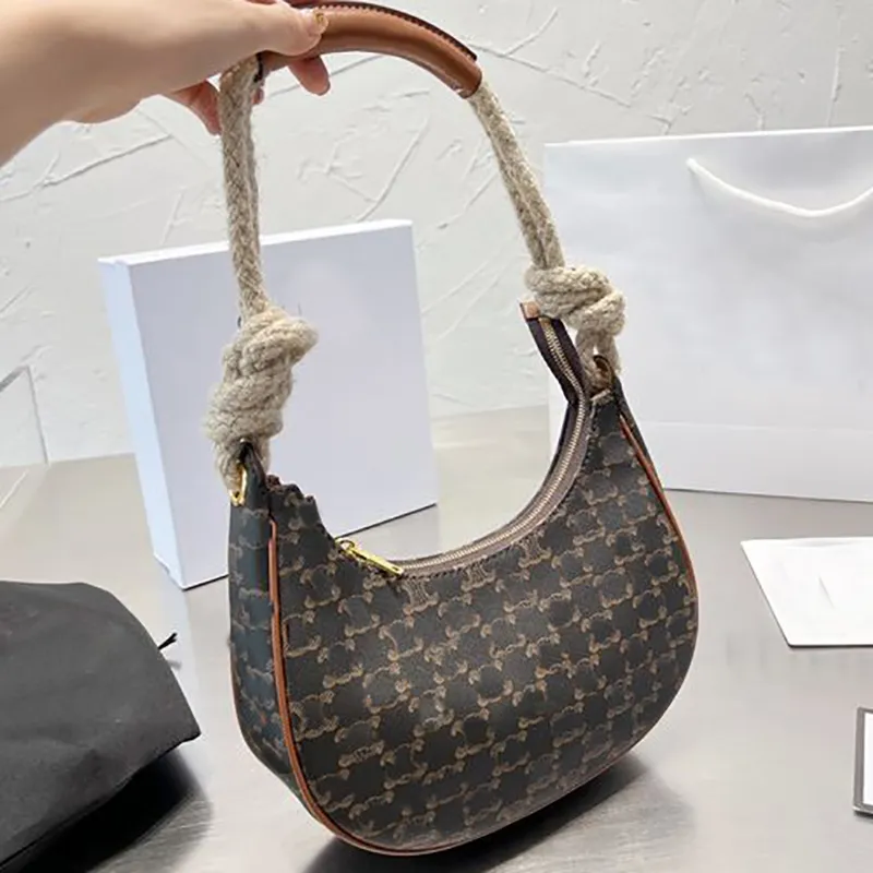 Designer bag canvas and calfskin removable straps wallet handbag crescent bags luxury designer Women's underarm shoulder zipped closure purses totes