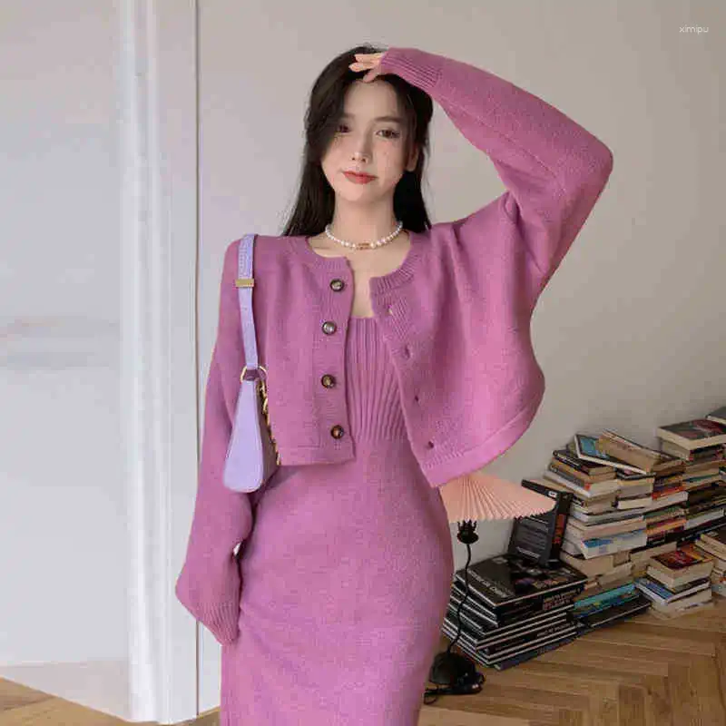 Felpe con cappuccio da donna moda due pezzi maglione monopetto abito con cinturino per spaghetti pezzo abito elegante coreano Harajuku streetwear donna