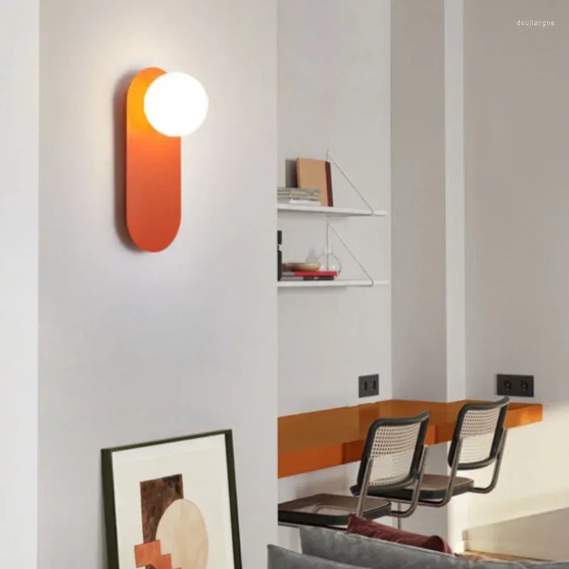 Lampa ścienna Nordic LED Minimalistyczny szklany pomarańczowy kinkiety sypialnia salonu korytarza estetyczna oświetlenie Cabeceros Dekoracja urządzeń