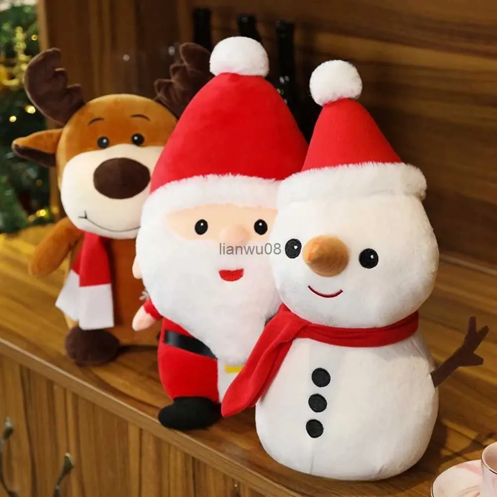 Pluszowe lalki 23 cm zabawne Boże Narodzenie Święty Mikołaj Elk Snowman Plush Toys Plezyn Festival Doll Doll Prezenty dla dzieci Dzieci Decorl2403