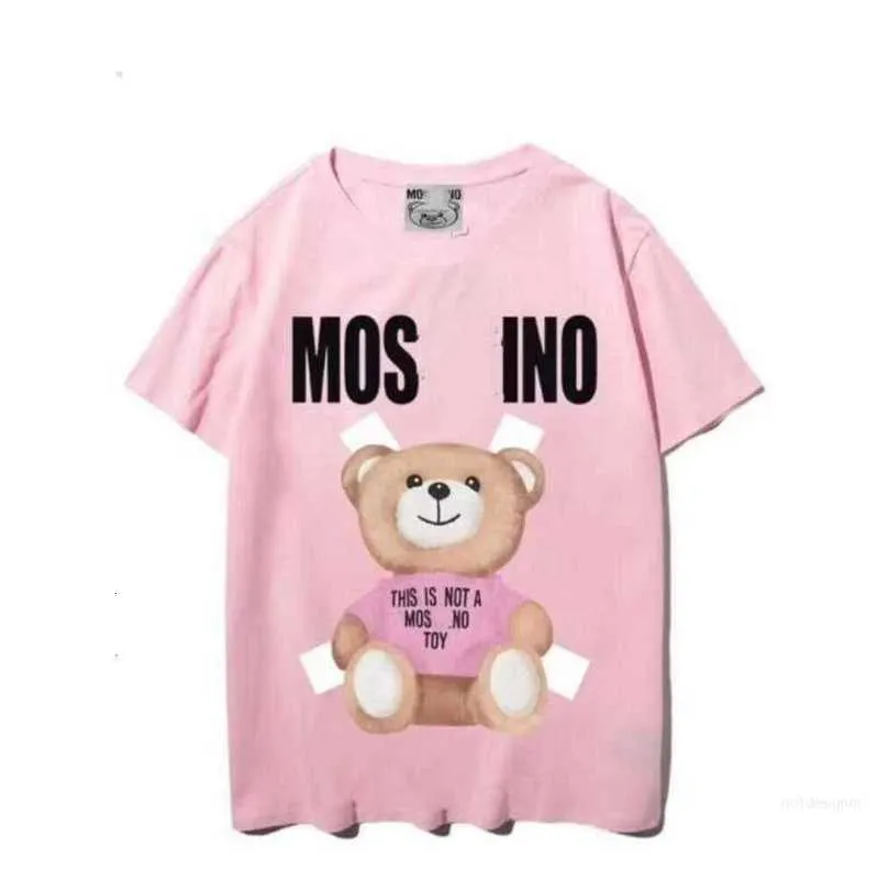 디자이너 디자이너 여성 Moschinos Tshirt 여름 이탈리아 럭셔리 브랜드 New Tees 만화 곰 느슨한면 둥근 목 야외 레저 의류 4 A3KR185 카테고