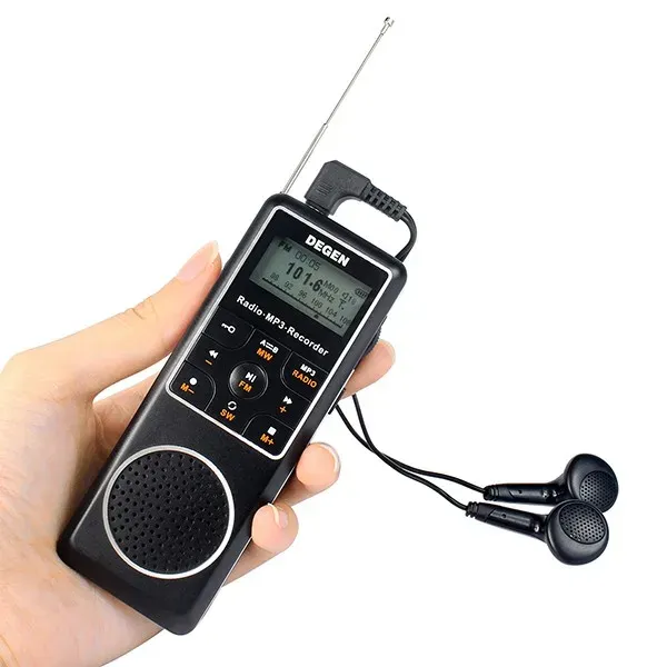 Joueurs Degen De1127 Mini Radio numérique 4 Go lecteur MP3 et enregistreur vocal avec récepteur FM stéréo Degen MW SW AM radio à ondes courtes Degen