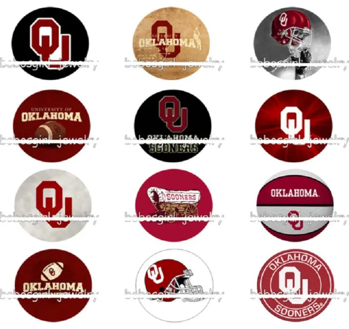 Boutons pression Oklahoma State Sooners 18MM rond en verre équipe de sport charmes pression accessoires pression de haute qualité pour collier Bracelet E4833834