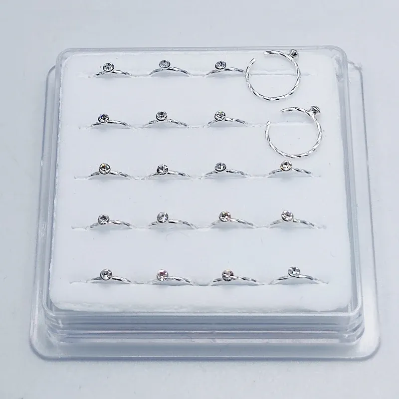 Sieraden 925 Sterling Zilver Swil Twist Piercing Neus Hoop Met Clear Stone Open Neusring piercing Sieraden 20 stks/pak