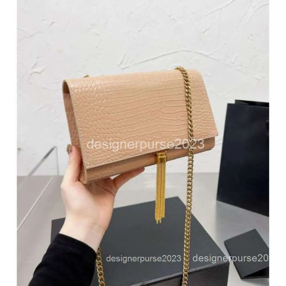 2024 Damestassen Meer Yslkate Luxe Kleur Vrouwelijke Hoge Handtas Modeontwerpers Woc Lederen Ketting Clutch Klassieke Tas Kwaliteit Koeienhuid Meisje Kwastje Handtassen Gc9a