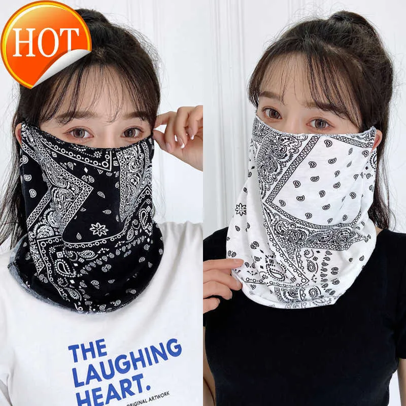 Bandanas Durag Cashew Flower Hanging Ear Mask Ice Silk Sunscreen Riding Neck Cover Triangle Scarf Fishing Dustproakt Headscarf Hip Hop Dance