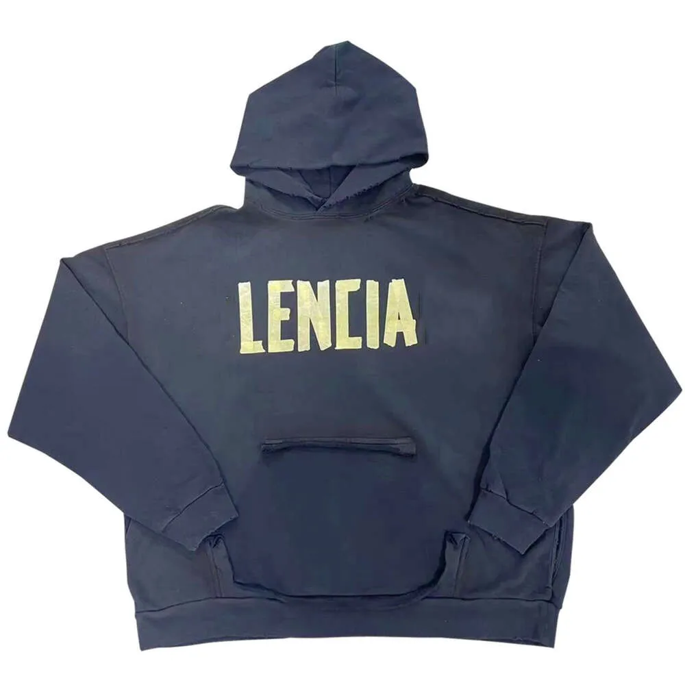 Designer Hoodie Balencigs Moda Hoodies Hoody Mens Suéteres de alta qualidade na moda marca homens e mulheres frente e verso padrão americano fita de papel carta terry