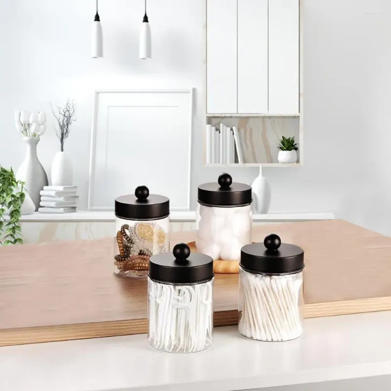 Storage Bottles Jar Set Organizational Elegant Glass Apothecary For Bathroom Vanity Makeup Organizer Dresser