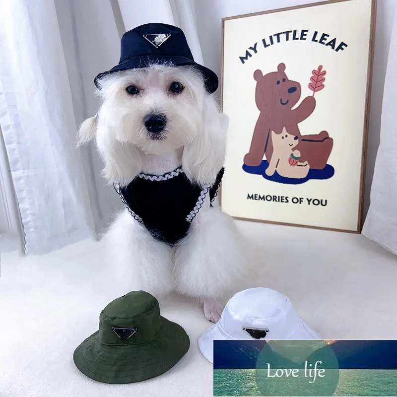 Sombrero de cubo para mascotas de marca clásica, sombreros para perros pequeños y medianos, impermeable, parasol de verano para exteriores, sombrero decorativo para fotos