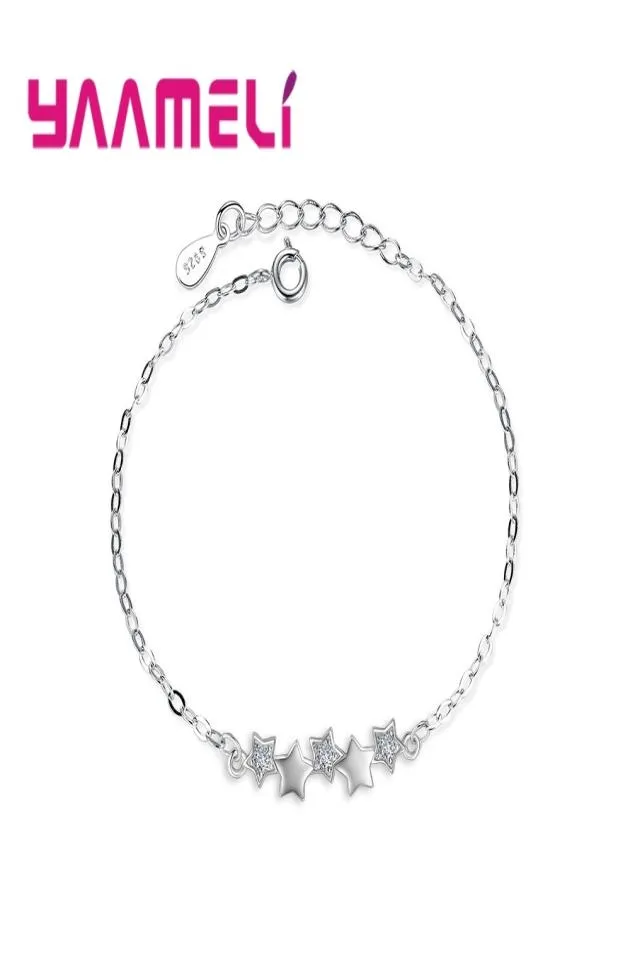 Pulsera de plata de ley 925 de alta calidad, dijes de estrellas de cristal austriaco, brazaletes para mujeres y niñas, joyería, bonitos regalos de Navidad 1112292