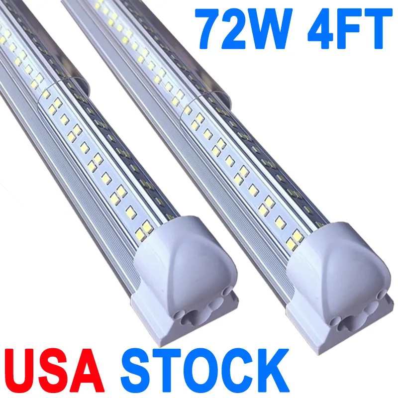 4FT LED Shop Light Fixture, 72W T8 Integrated Tube Lights, V Shape 270 Degree Lighting Warehouse, Upgraded Lights Plug and Play,6500K High Output Clear Cover crestech
