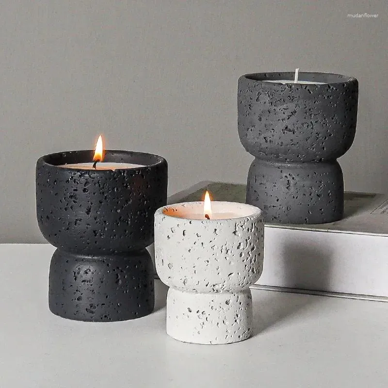 Candle Holders European Style Simple Cement Household Scented Empty Cup Diy High Appearance Level Crafts Indoor Candlestick Decoration