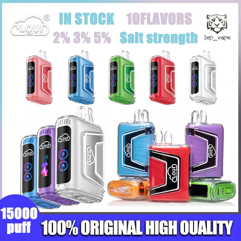 Vape Original Cloud Bar 15000 Puff E-Cigarettes jetables de grande capacité avec 25 ml et batterie 650 mAh rechargeable 15 000 bouffées de vapes bouffées 15 000 vs bouffées 12 000