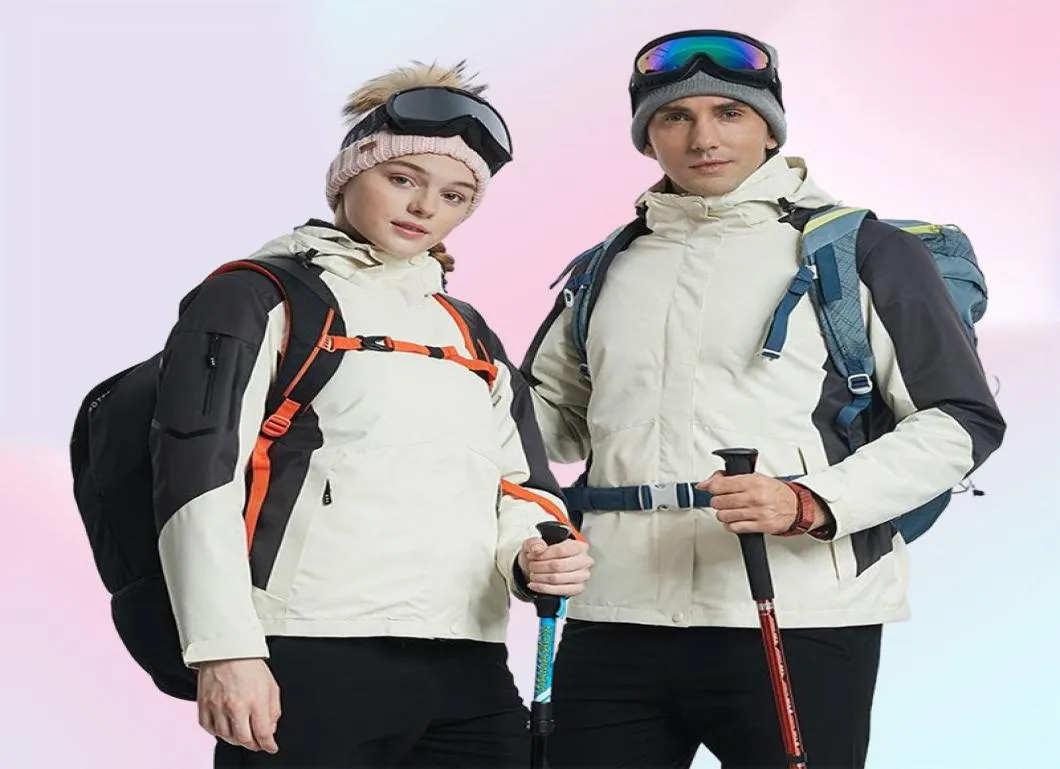Ski Vestes Hiver hommes femmes veste de Ski en plein air randonnée costume imperméable Plus velours Snowboard manteau chaud coupe-vent épaissir 3197260