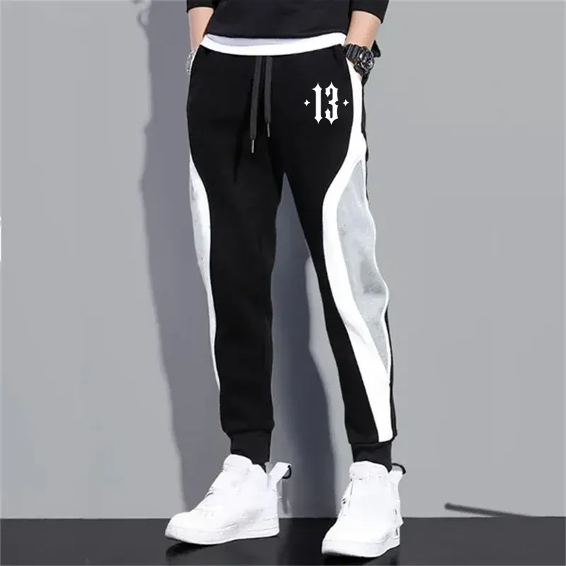 Pants Men's and Women's Casual Pants Black and Gray Color Matching Jogging Pants Fashion Adult Sweat Pants Simple Sports Pants