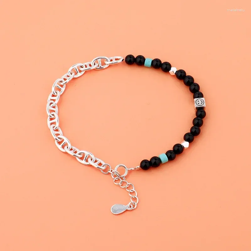 Braccialetti a maglie Naso di maiale in argento sterling 925 Cuore d'amore Corda intrecciata Bracciale semilavorato Ins Vento Coppia fai da te Design di nicchia