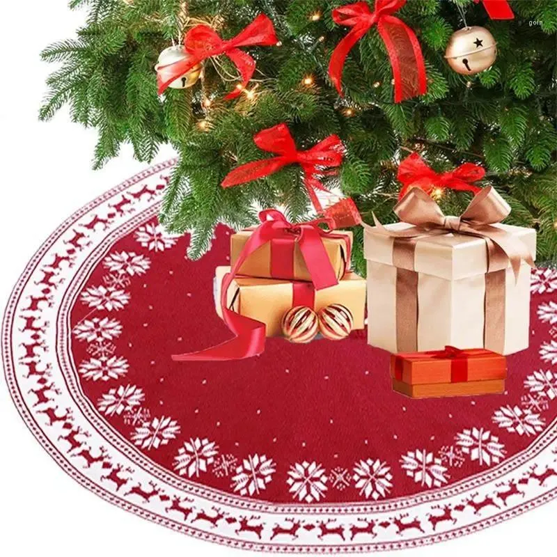 Decorazioni natalizie Tappeto rosso con gonna per albero da 90 cm 2024 anni Ornamenti decorativi natalizi Forniture per feste festive