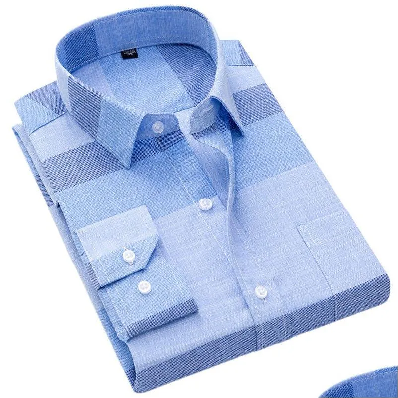 Męskie koszulki Męskie koszulki Marka Marka długiego rękawa Formalny klasyczny Klasyczny Klasyczny Casual Soft Wygodne pojedyncze kieszeni Button Down Youthf Camisa Dhqhk