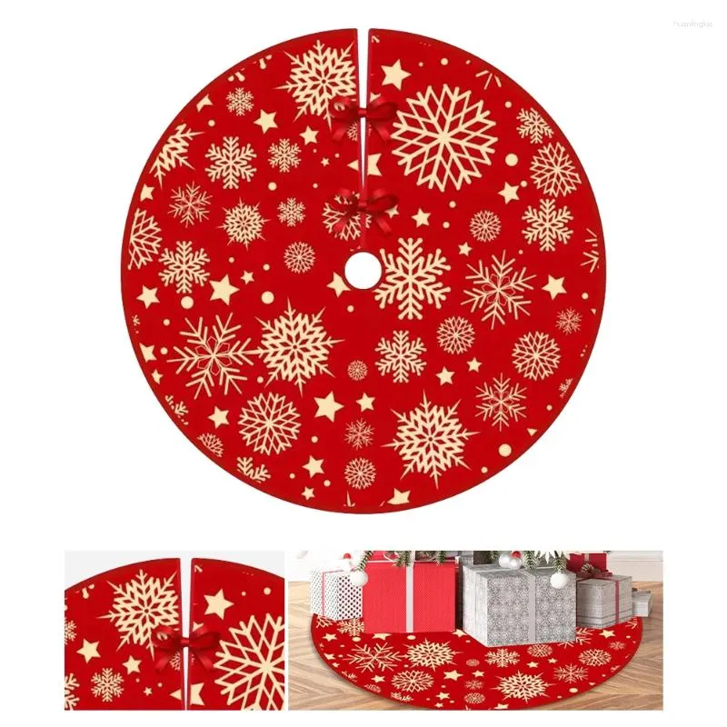 Christmas Decorations 35.4inch Tree Skirts Snowflake Pattern Xmas Bottom Decor Mat Decoration Indoor Outdoor