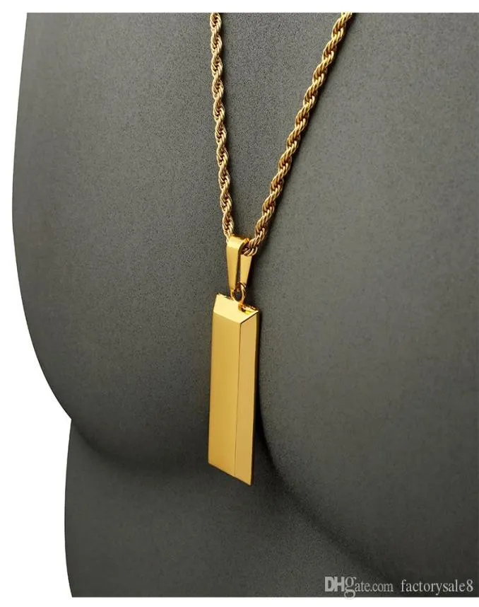 Cube Bar Bullion Necklace Pendant Gold Plated Star Men Hip Hop Dance Charm Franco Chain Hip Hop Golden Jewelry For Gifts3092601