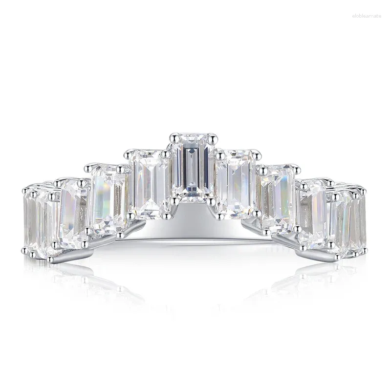 Anéis de cluster Springlady 925 prata esterlina esmeralda corte 3/5mm laboratório safira gemstone anel de jóias finas para mulheres banda de casamento