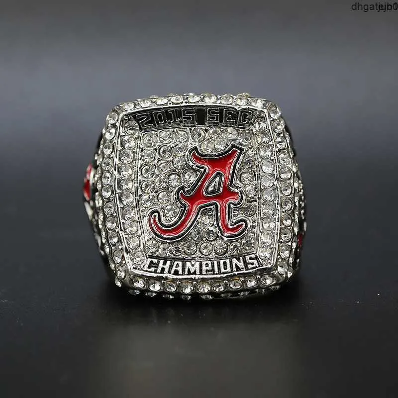 Don9 Designer Pamięci Ring Pierścienie NCAA 2015 Alabama Sec Red Tide Mens Pierścień High Grade Mistrzostwo proste CPZB