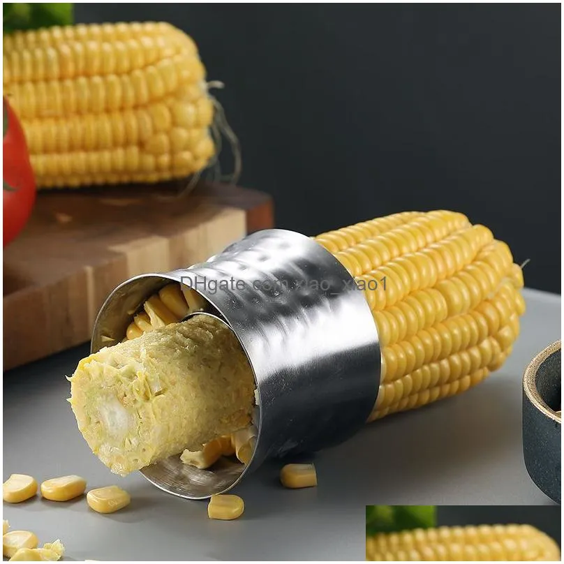 easy stripper kitchen gadgets stainless steel cob cutter remover round corn kerneler peeler cooking tools accessories tly043