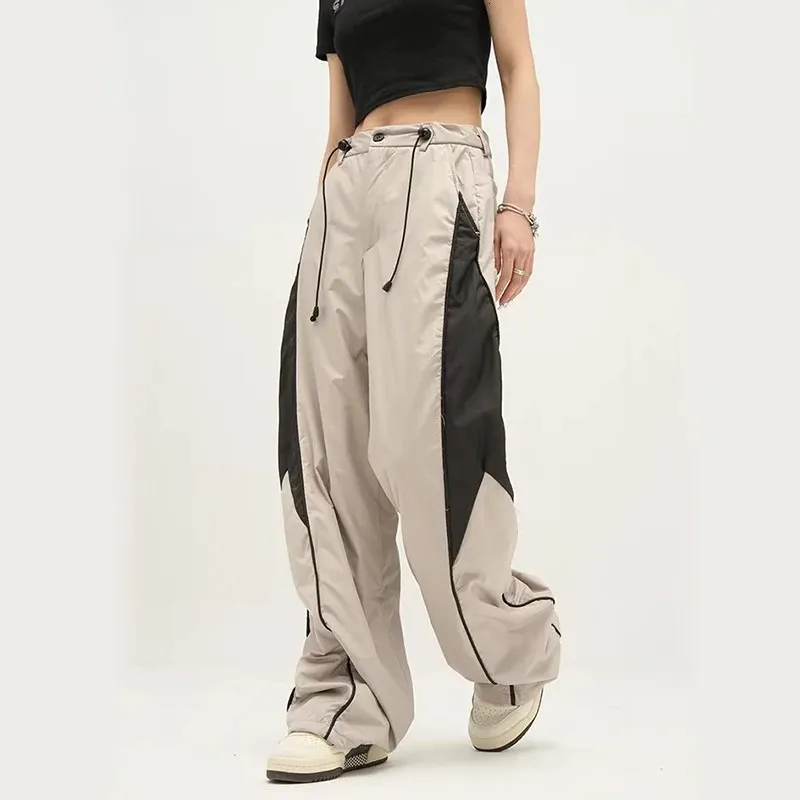 Gidyq Pantaloni sportivi moda streetwear da donna Pantaloni larghi hip-hop patchwork stile americano Pantaloni larghi Y2K femminili 240222