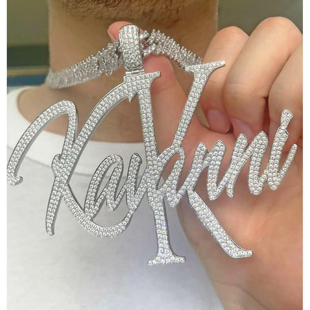 Gioielli Hip Hop Sier VVS Moissanite Iced Out Collana cubana personalizzata con lettera pendente da uomo