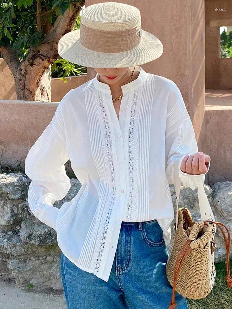 DHgate.com:Womens Lace Blouse, Cotton Summer Spring Long