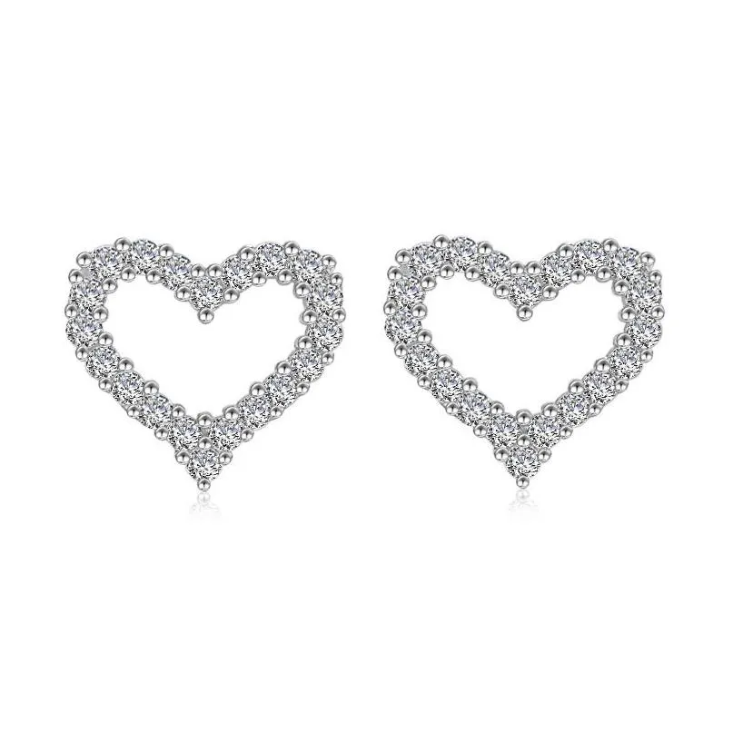 Stud Korean Fashion Love Heart Earrings For Women Luxury Diamond Sweet Designer Earings Earring Ear Rings Jewelry Wholesale Drop Deli Dhyjo