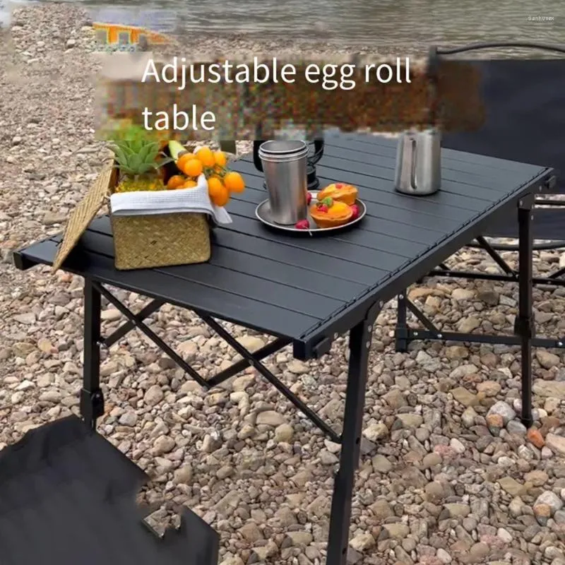 Camp Furniture Outdoor Camping Tables Folding Portable Adjustable Egg Roll Table Multi-function Travel Picnic BBQ