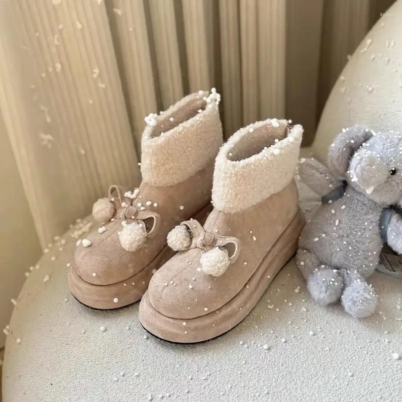 Stiefel Winter Damenschuhe Plattform Schnee Kurz und warm Wolle Baumwolle Mid-Tube Knöchel