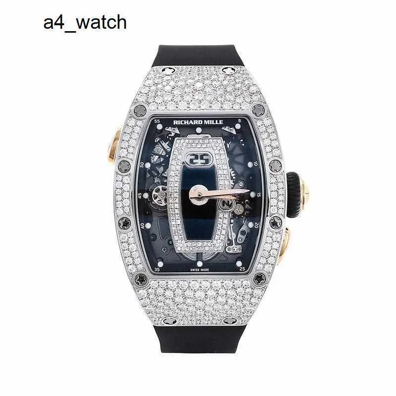 Lässige Armbanduhr Zeitmesser RM Armbanduhr Rm037 Platin Dornmaß Schneeflocke Diamant Damen Automatischer mechanischer Chronograph