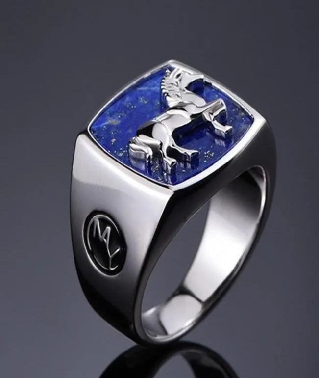 2021 Korean Thai S925 Black Stone Lapis Lazuli s for Man Simple 925 Silver Men039s Ring Boyfient Gift4010753