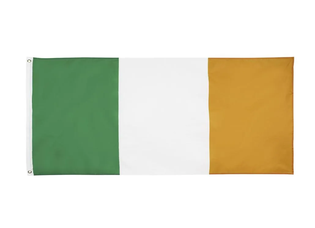 I lager 3x5ft 90x150cm hängande gröna vita orange remsor hibernian irl ie irländska Irlands flagga för firande dekoration6432750