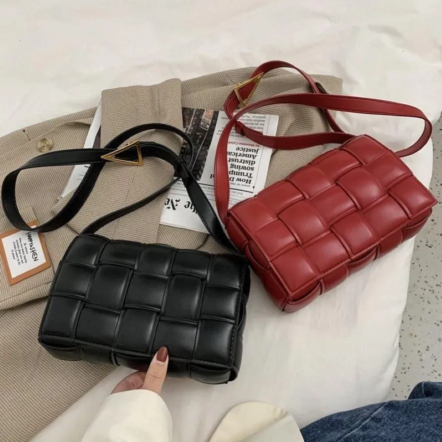 Sac Cube Tofu en cuir Pu pour femme, petits sacs à bandoulière Texture, mode automne et hiver 2021, épaule 239J