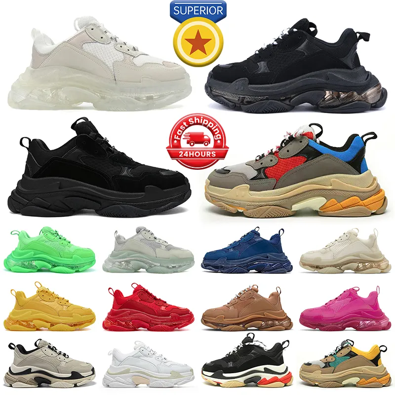 Designer schoenen triple s sneakers heren dames Clear Sole Zwart Wit Grijs Rood Blauw Neon Groen Beige Roze Geel heren dames trainers outdoor platform sport tennisschoen