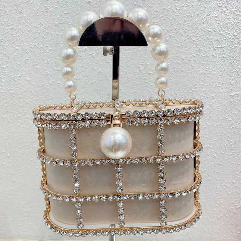 Evening Bags Hollow Metal Pearl Silk Satin Bird Cage Vegetable Basket Bag For Banquet Shining And Stupid Sailor Carrying Crossbody 240227 From 30 04 DHgate
